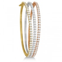 Luxury Stackable Diamond Bangle Bracelet 14k White Gold (4.00ct)