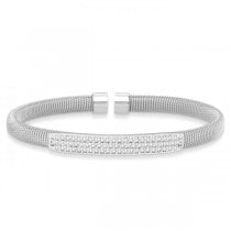 Diamond Cable Cuff Bangle Bracelet 14k White Gold (1.00ct)