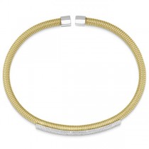 Diamond Cable Cuff Bangle Bracelet 14k Yellow Gold (1.00ct)