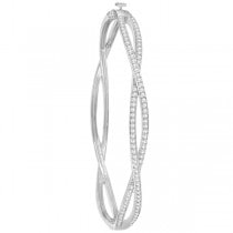 Pave Set Diamond Infinity Bangle Bracelet in 14k White Gold (1.00ct)