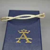 Pave Set Diamond Infinity Bangle Bracelet in 14k Yellow Gold (1.00ct)