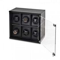 Men's Black High Gloss Carbon Fiber Faux Leather Lining Watch Winder