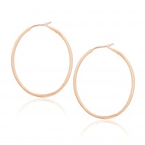 Diamond 42mm Oval Skinny Hoop Earrings 14K Rose Gold (0.48CT)