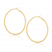 Diamond 42mm Oval Skinny Hoop Earrings 14K Yellow Gold (0.48CT)