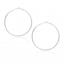 Diamond 53mm Round Skinny Hoop Earrings 14K White Gold (0.60CT)