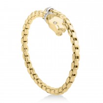 Diamond Venetian Link Panther Bangle Bracelet 14K Yellow Gold (0.24ct)