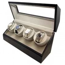 Quad Automatic Watch Winder in Black Leather