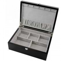 Jewelry Box with Removable Tray and Travel Case Espresso Wood Finish