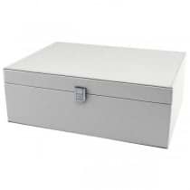 Jewelry Box with Removable Tray and Travel Case White Leather