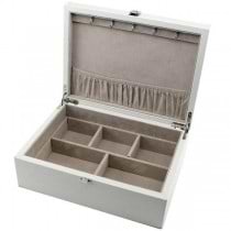 Jewelry Box with Removable Tray and Travel Case White Leather