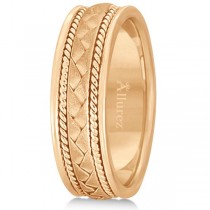 Men's Matt Finish Braided Handmade Wedding Ring 14k Rose Gold (7mm)