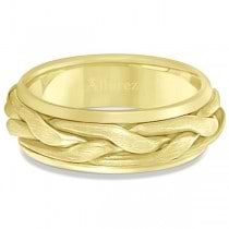 Men's Handwoven Braided Wide Band Wedding Ring 14k Yellow Gold (8.5mm)