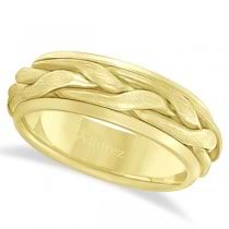 Men's Handwoven Braided Wide Band Wedding Ring 18k Yellow Gold (8.5mm)
