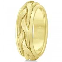 Men's Handwoven Braided Wide Band Wedding Ring 18k Yellow Gold (8.5mm)