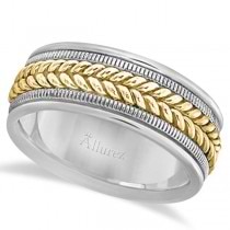 Woven Milgrain Edge Wedding Ring For Men 14k Two-Tone Gold (8mm)