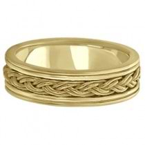 Men's Hand Braided Woven Wedding Ring 14k Yellow Gold (6mm)