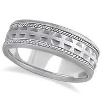 Modern Handmade Wedding Ring For Men 14k White Gold (7mm)