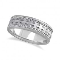 Modern Handmade Wedding Ring For Men 18k White Gold (7mm)