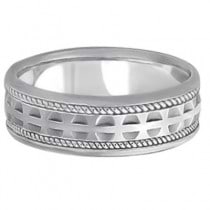 Modern Handmade Wedding Ring For Men 18k White Gold (7mm)