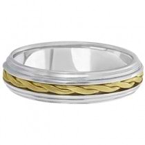 Men's Satin Finish Braided Handwoven Wedding Ring 14k Two-Tone Gold (5mm)