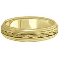Men's Satin Finish Braided Handwoven Wedding Ring 14k Yellow Gold (5mm)