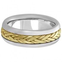Men's Wide Handwoven Wedding Ring 14k Two-Tone Gold (6mm)