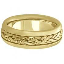 Men's Wide Handwoven Wedding Ring 14k Yellow Gold (6mm)