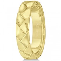 Men's High Polish Braided Handwoven Wedding Ring 14k Yellow Gold (7mm)