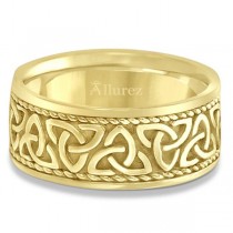 Men's Hand Made Celtic Irish Wedding Ring 14k Yellow Gold (10mm)