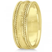Fancy Carved Vintage Wedding Ring For Men 14k Yellow Gold (7.5mm)