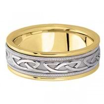 Hand Made Celtic Wedding Band in 18k Two Tone Gold (6mm)