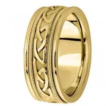 Hand Made Celtic Wedding Band in 18k Yellow Gold (8mm)