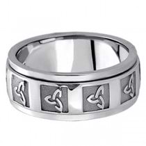 Hand Made Celtic Wedding Band in 14k White Gold (10mm)