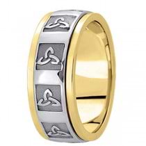 Hand Made Celtic Wedding Band in 18k Two Tone Gold (10mm)