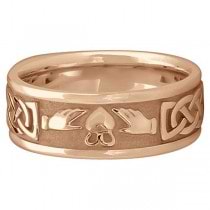 Engravable Irish Celtic Knot Claddagh Wedding Band 14k Rose Gold