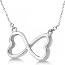 Ladies Heart Shaped Infinity Pendant Necklace in 14K White Gold