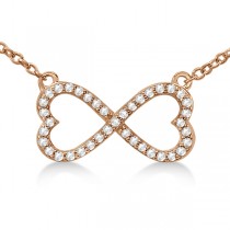 Pave Infinity Heart Diamond Pendant Necklace 18k Rose Gold (0.39ct)