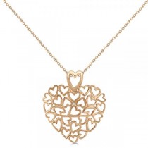 Ladies Carved, Multiple Open Hearts Pendant Necklace in 14k Rose Gold