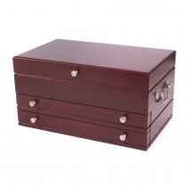 Solid American Cherry Hardwood Jewelry Chest with Rich Mahogany Finish
