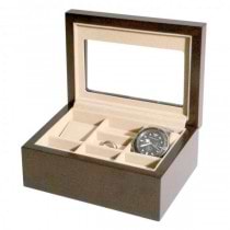 Dual Watch & Five Cufflinks Box in Walnut Wood