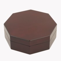 Octagon-shape Mahogany Mini Jewelry Box w Lift-out Compartment
