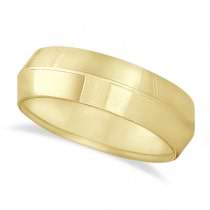 Knife Edge Wedding Ring Band Comfort-Fit 18k Yellow Gold (7mm)