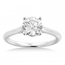 Lab Grown  Solitaire Engagement Ring 14k White Gold