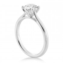 Floral Solitaire Engagement Ring 14k White Gold