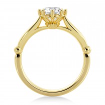 Crown Solitaire Engagement Ring 18k Yellow Gold