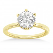 Diamond Hidden Halo 6 Prong Engagement Ring 14k Yellow Gold (0.08ct)