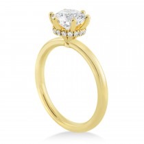 Lab Grown Diamond Hidden Halo 6 Prong Engagement Ring 14k Yellow Gold (0.08ct)