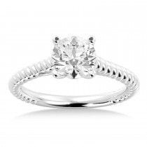 Twisted Rope Solitaire Engagement Ring 14k White Gold