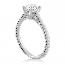 Twisted Rope Solitaire Engagement Ring 14k White Gold