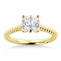 Twisted Rope Solitaire Engagement Ring 14k Yellow Gold